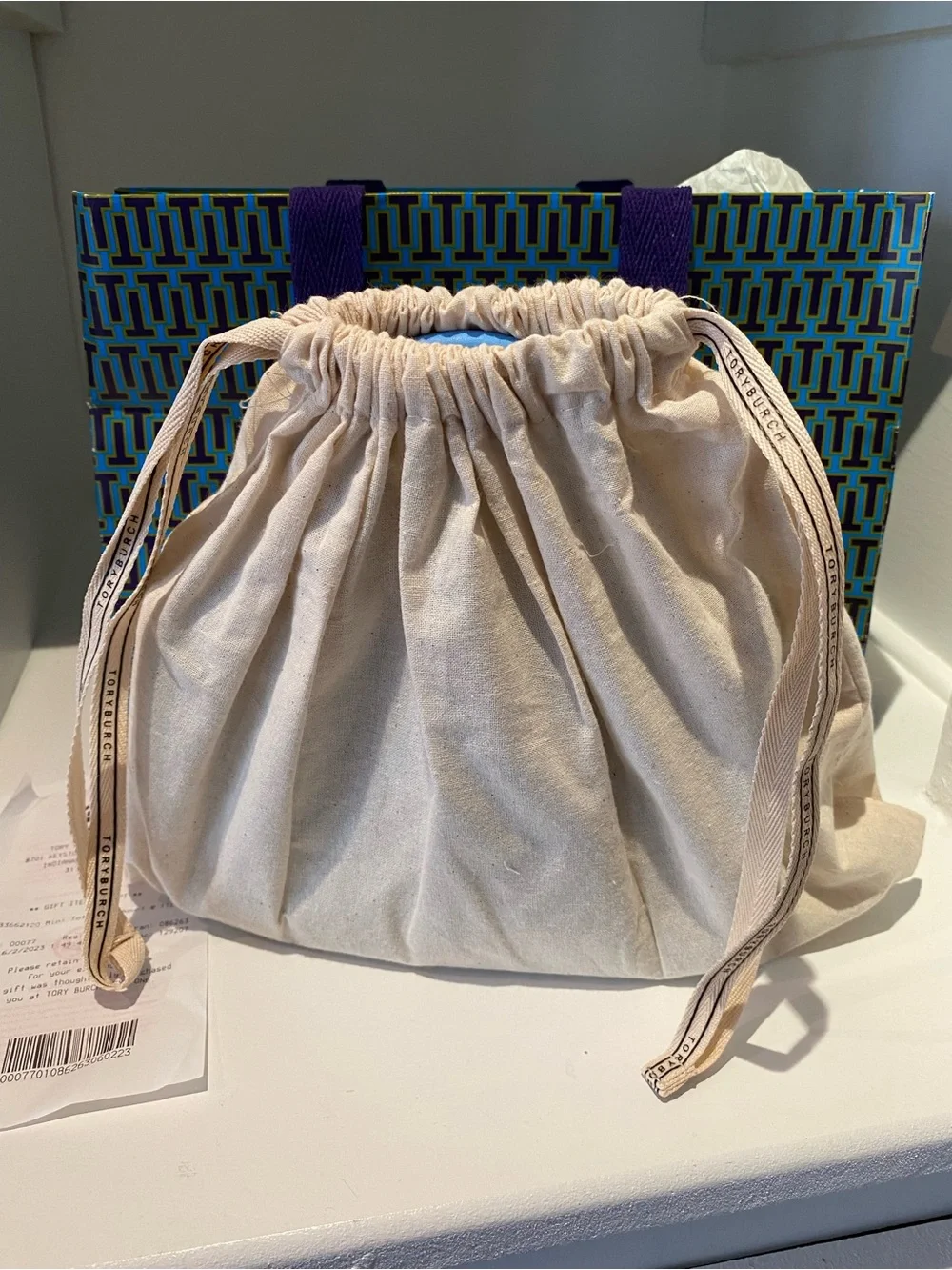 NWT Tory Burch Mini Ella Bio Tote Sky Blue Azure : Cross body Strap included